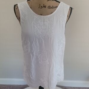 Elegant White Eyelet Tank Top